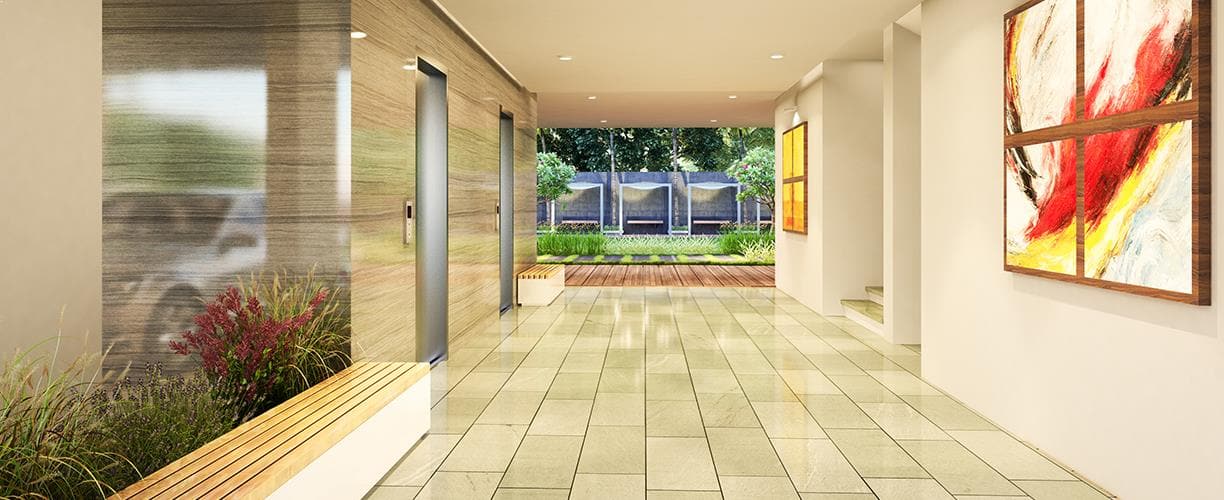 The entrance foyer opening onto the garden